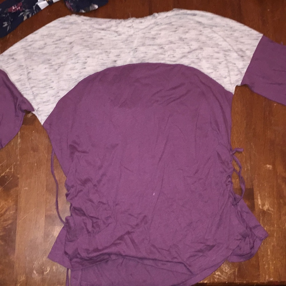 Quarter inch purple shirt .laced on the side